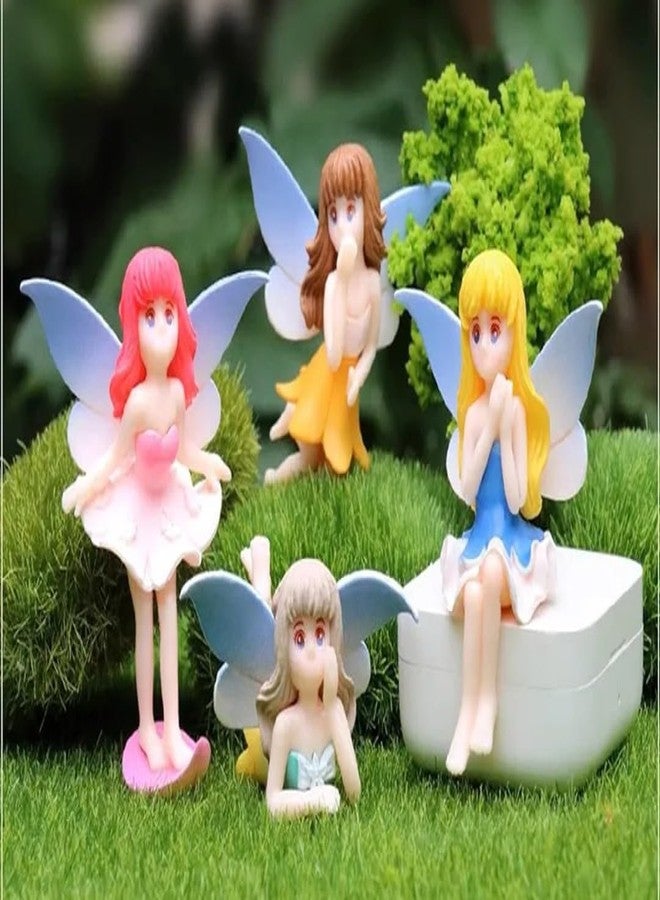 VRB Dec مجموعة VRB Dec Plastic ™ من 4 قطع من عناصر الديكور المصغرة/ألعاب مصغرة/ألعاب للحديقة، ألعاب للحديقة/إكسسوارات لتزيين المنزل، تماثيل، عناصر لتزيين الكيك (أميرة الجنية - 4 قطع)، متنوعة - Image 4